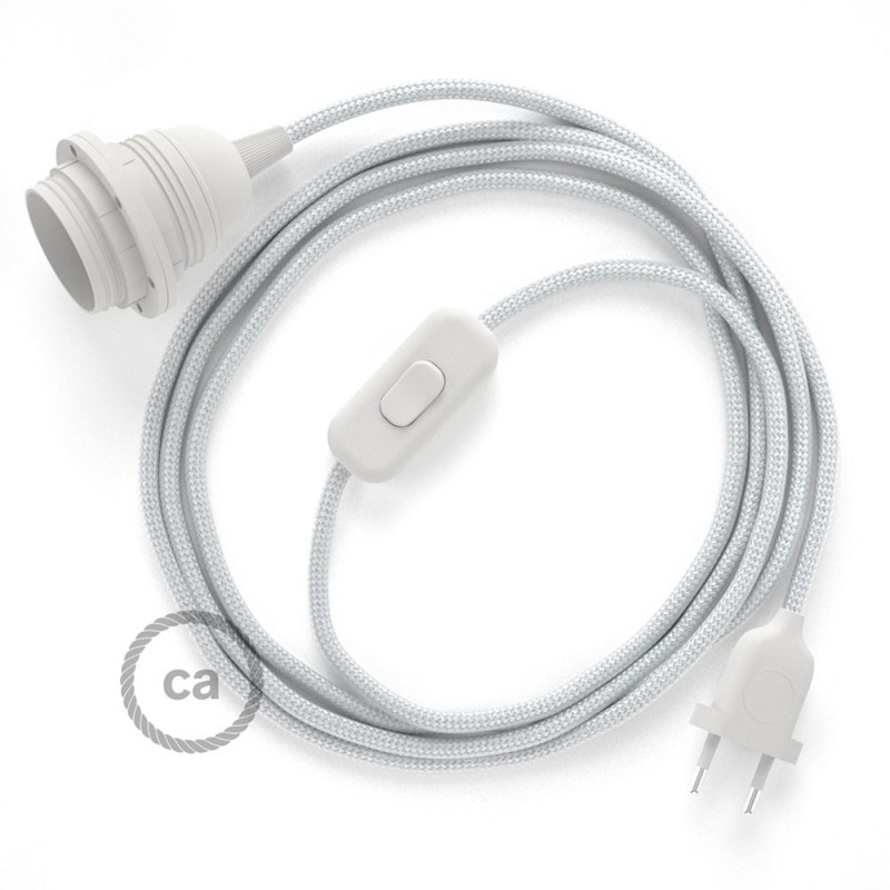 SnakeBis cableado con portalámpara cable textil Plateado en tejido Efecto Seda RM02