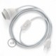SnakeBis cableado con portalámpara cable textil Plateado en tejido Efecto Seda RM02
