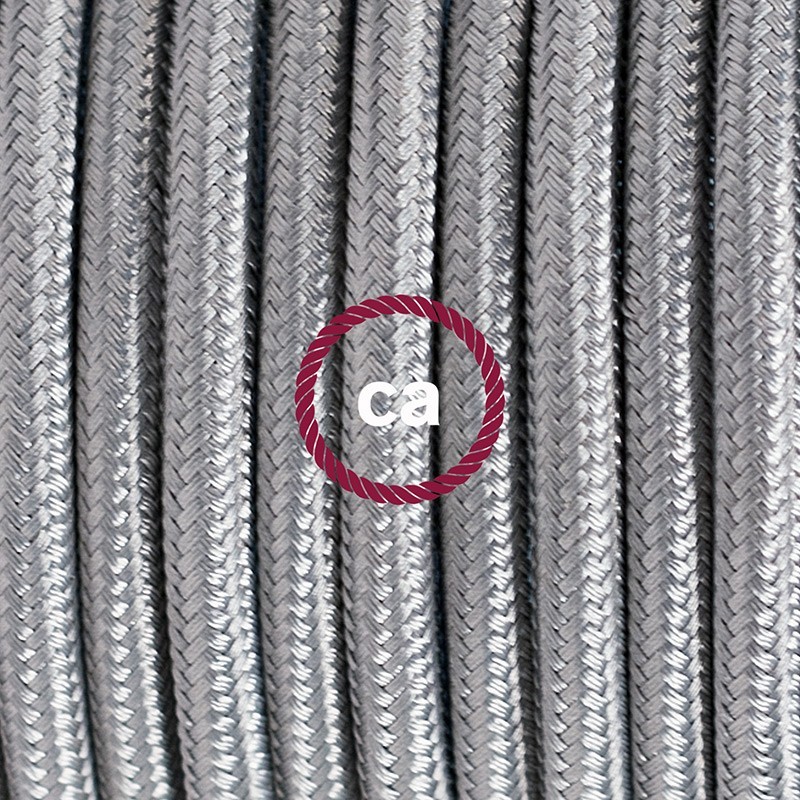 SnakeBis cableado con portalámpara cable textil Plateado en tejido Efecto Seda RM02
