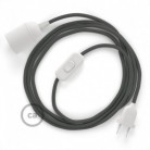 SnakeBis cableado con portalámpara cable textil Gris en tejido Efecto Seda RM03