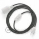 SnakeBis cableado con portalámpara cable textil Gris en tejido Efecto Seda RM03