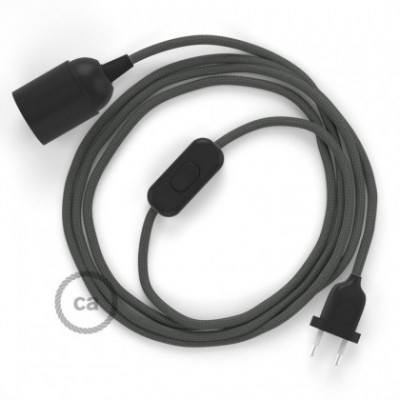 SnakeBis cableado con portalámpara cable textil Gris en tejido Efecto Seda RM03