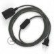 SnakeBis cableado con portalámpara cable textil Gris en tejido Efecto Seda RM03