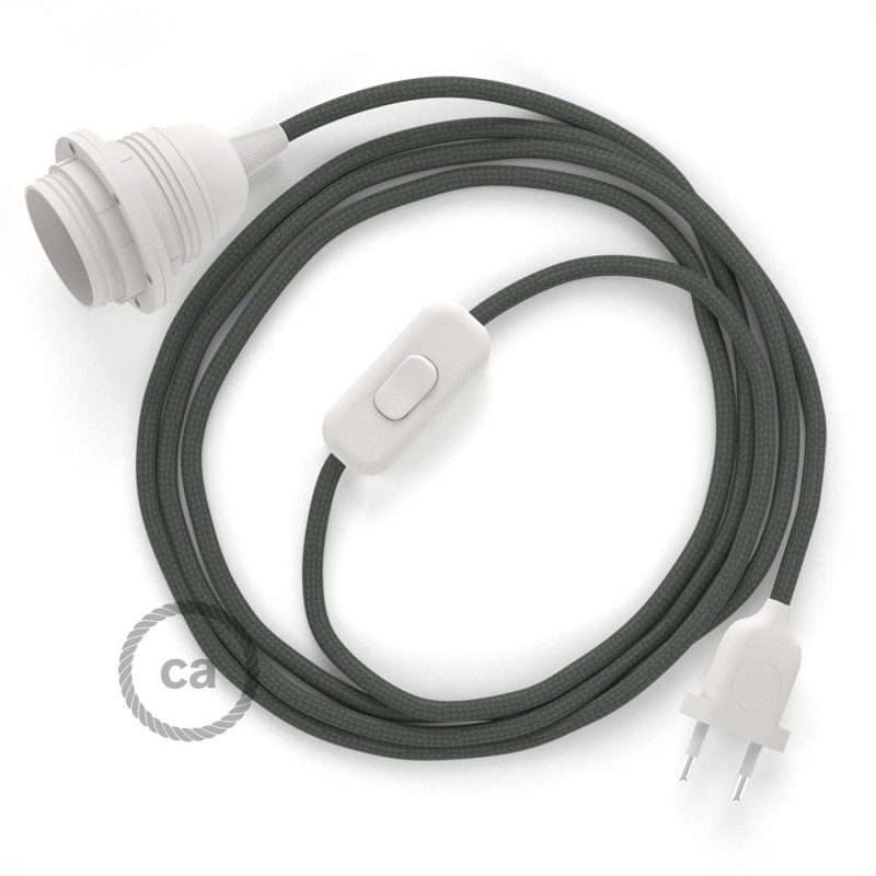 SnakeBis cableado con portalámpara cable textil Gris en tejido Efecto Seda RM03