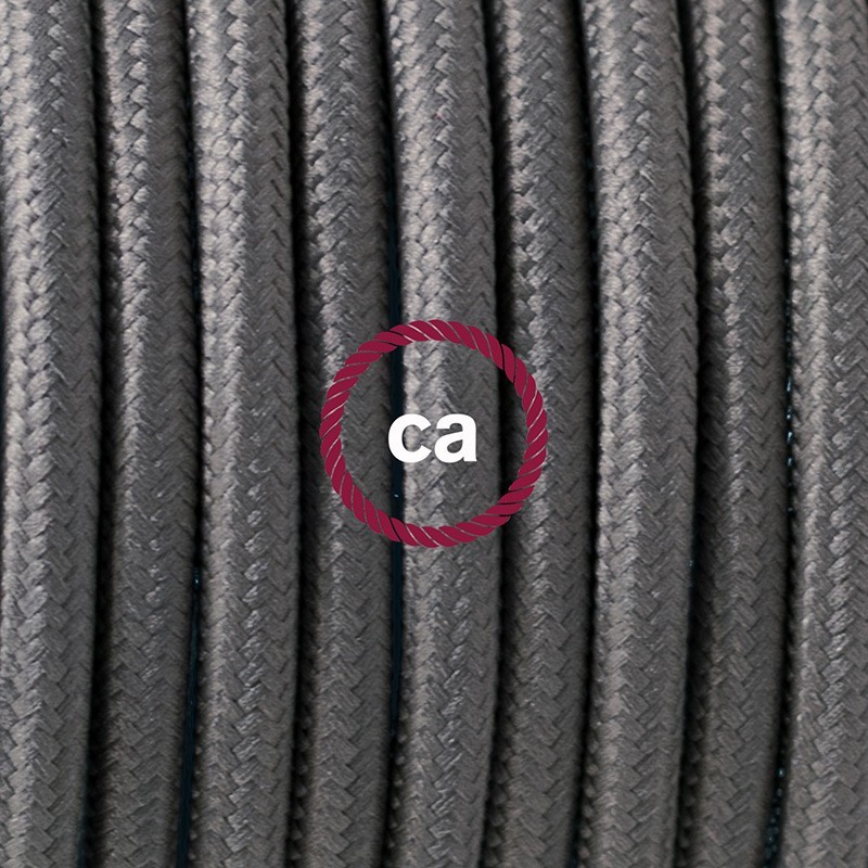 SnakeBis cableado con portalámpara cable textil Gris en tejido Efecto Seda RM03