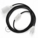 SnakeBis cableado con portalámpara cable textil Negro en tejido Efecto Seda RM04