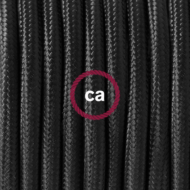 SnakeBis cableado con portalámpara cable textil Negro en tejido Efecto Seda RM04