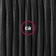 SnakeBis cableado con portalámpara cable textil Negro en tejido Efecto Seda RM04