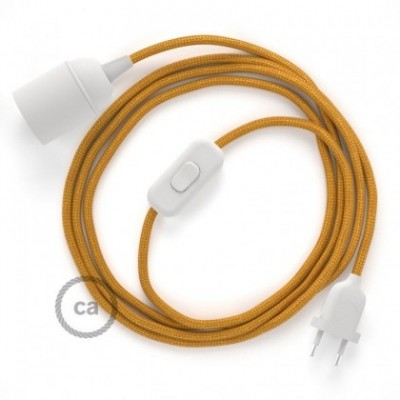 SnakeBis cableado con portalámpara cable textil Dorado en tejido Efecto Seda RM05