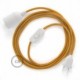 SnakeBis cableado con portalámpara cable textil Dorado en tejido Efecto Seda RM05
