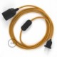 SnakeBis cableado con portalámpara cable textil Dorado en tejido Efecto Seda RM05