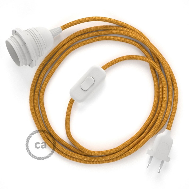 SnakeBis cableado con portalámpara cable textil Dorado en tejido Efecto Seda RM05