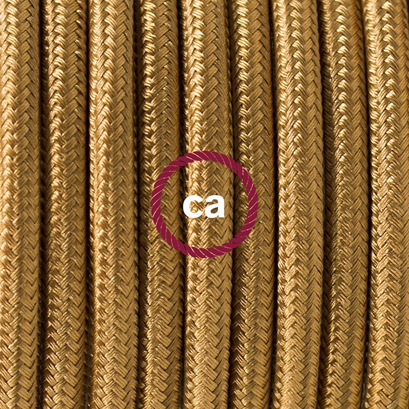SnakeBis cableado con portalámpara cable textil Dorado en tejido Efecto Seda RM05