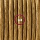 SnakeBis cableado con portalámpara cable textil Dorado en tejido Efecto Seda RM05