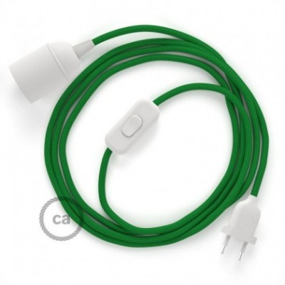 SnakeBis cableado con portalámpara cable textil Verde en tejido Efecto Seda RM06