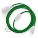 SnakeBis cableado con portalámpara cable textil Verde en tejido Efecto Seda RM06