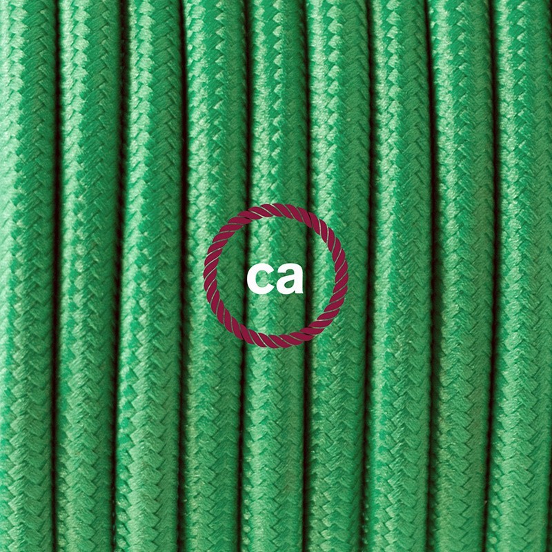 SnakeBis cableado con portalámpara cable textil Verde en tejido Efecto Seda RM06