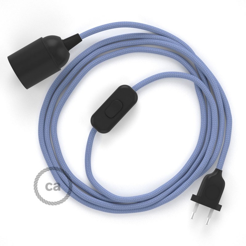 SnakeBis cableado con portalámpara cable textil Lila en tejido Efecto Seda RM07