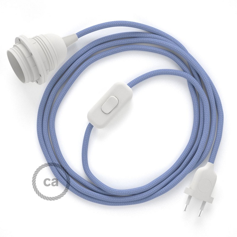 SnakeBis cableado con portalámpara cable textil Lila en tejido Efecto Seda RM07
