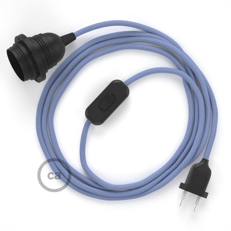 SnakeBis cableado con portalámpara cable textil Lila en tejido Efecto Seda RM07
