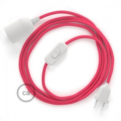 SnakeBis cableado con portalámpara cable textil Fuchsia en tejido Efecto Seda RM08