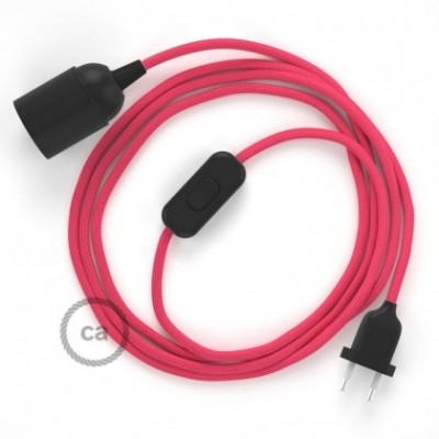 SnakeBis cableado con portalámpara cable textil Fuchsia en tejido Efecto Seda RM08