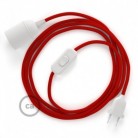 SnakeBis cableado con portalámpara cable textil Rojo en tejido Efecto Seda RM09