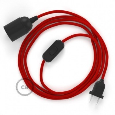 SnakeBis cableado con portalámpara cable textil Rojo en tejido Efecto Seda RM09