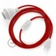 SnakeBis cableado con portalámpara cable textil Rojo en tejido Efecto Seda RM09
