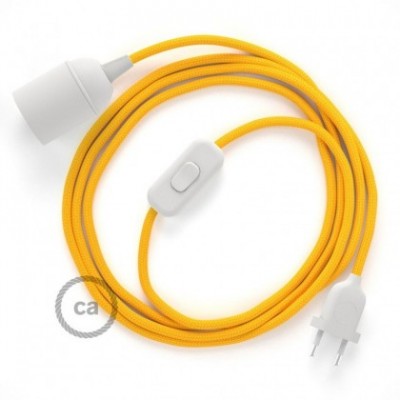 SnakeBis cableado con portalámpara cable textil Amarillo en tejido Efecto Seda RM10
