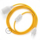 SnakeBis cableado con portalámpara cable textil Amarillo en tejido Efecto Seda RM10