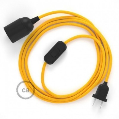 SnakeBis cableado con portalámpara cable textil Amarillo en tejido Efecto Seda RM10