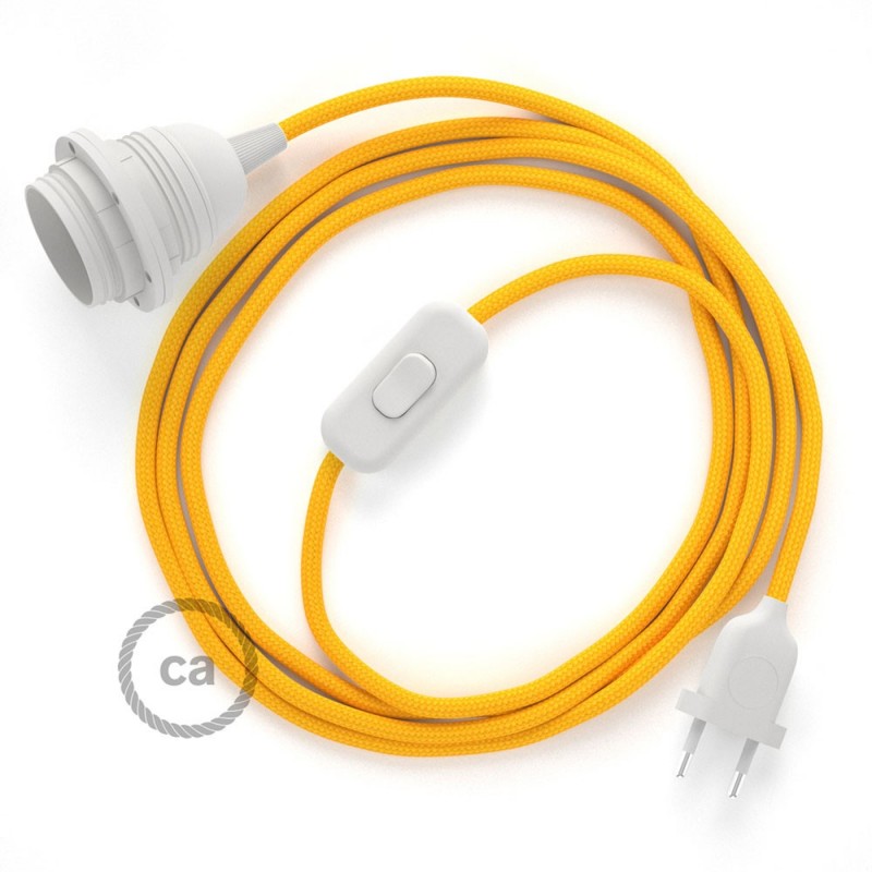 SnakeBis cableado con portalámpara cable textil Amarillo en tejido Efecto Seda RM10
