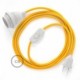 SnakeBis cableado con portalámpara cable textil Amarillo en tejido Efecto Seda RM10