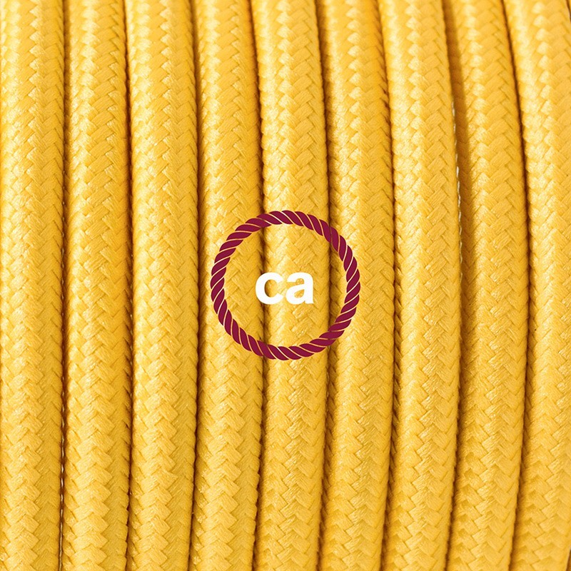 SnakeBis cableado con portalámpara cable textil Amarillo en tejido Efecto Seda RM10