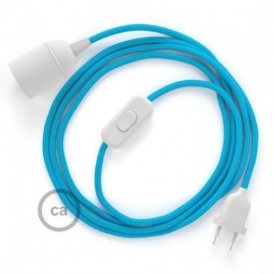 SnakeBis cableado con portalámpara cable textil Turquesa en tejido Efecto Seda RM11