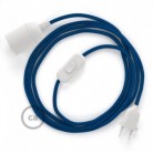 SnakeBis cableado con portalámpara cable textil Azul en tejido Efecto Seda RM12