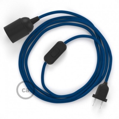 SnakeBis cableado con portalámpara cable textil Azul en tejido Efecto Seda RM12