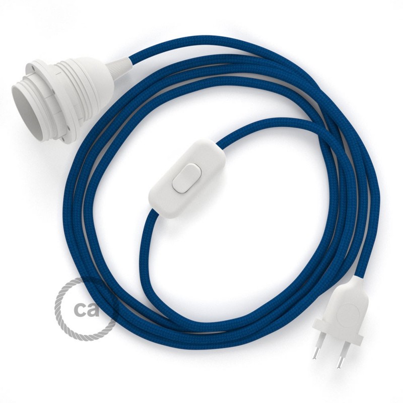 SnakeBis cableado con portalámpara cable textil Azul en tejido Efecto Seda RM12