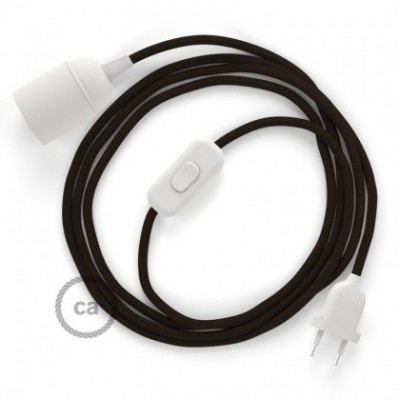 SnakeBis cableado con portalámpara cable textil Marrón en tejido Efecto Seda RM13