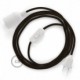 SnakeBis cableado con portalámpara cable textil Marrón en tejido Efecto Seda RM13