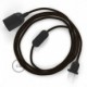 SnakeBis cableado con portalámpara cable textil Marrón en tejido Efecto Seda RM13