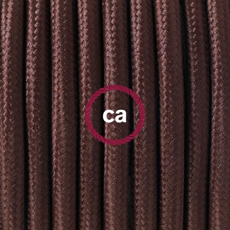 SnakeBis cableado con portalámpara cable textil Marrón en tejido Efecto Seda RM13