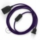 SnakeBis cableado con portalámpara cable textil Púrpura en tejido Efecto Seda RM14