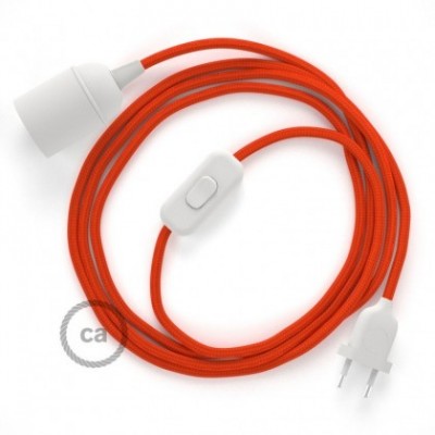 SnakeBis cableado con portalámpara cable textil Naranja en tejido Efecto Seda RM15