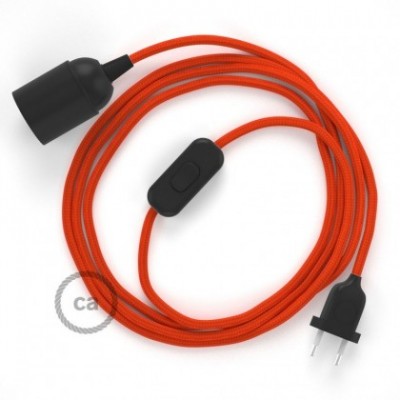 SnakeBis cableado con portalámpara cable textil Naranja en tejido Efecto Seda RM15