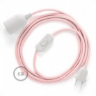 SnakeBis cableado con portalámpara cable textil Rosa Baby en tejido Efecto Seda RM16