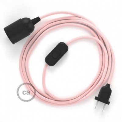 SnakeBis cableado con portalámpara cable textil Rosa Baby en tejido Efecto Seda RM16
