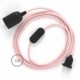 SnakeBis cableado con portalámpara cable textil Rosa Baby en tejido Efecto Seda RM16
