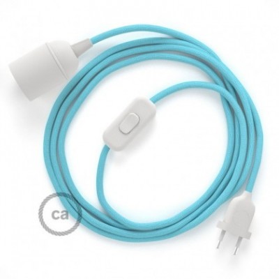 SnakeBis cableado con portalámpara cable textil Celeste en tejido Efecto Seda RM17